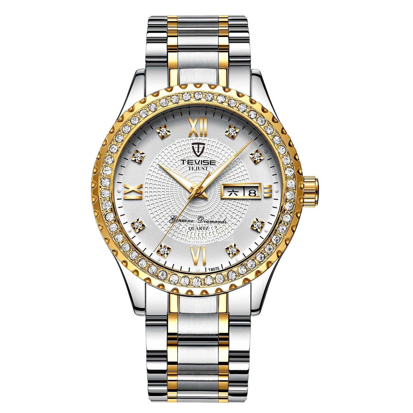 "Timeless Elegance: Men's Gold Diamond Quartz Watches - Minimalist Wristwatches"