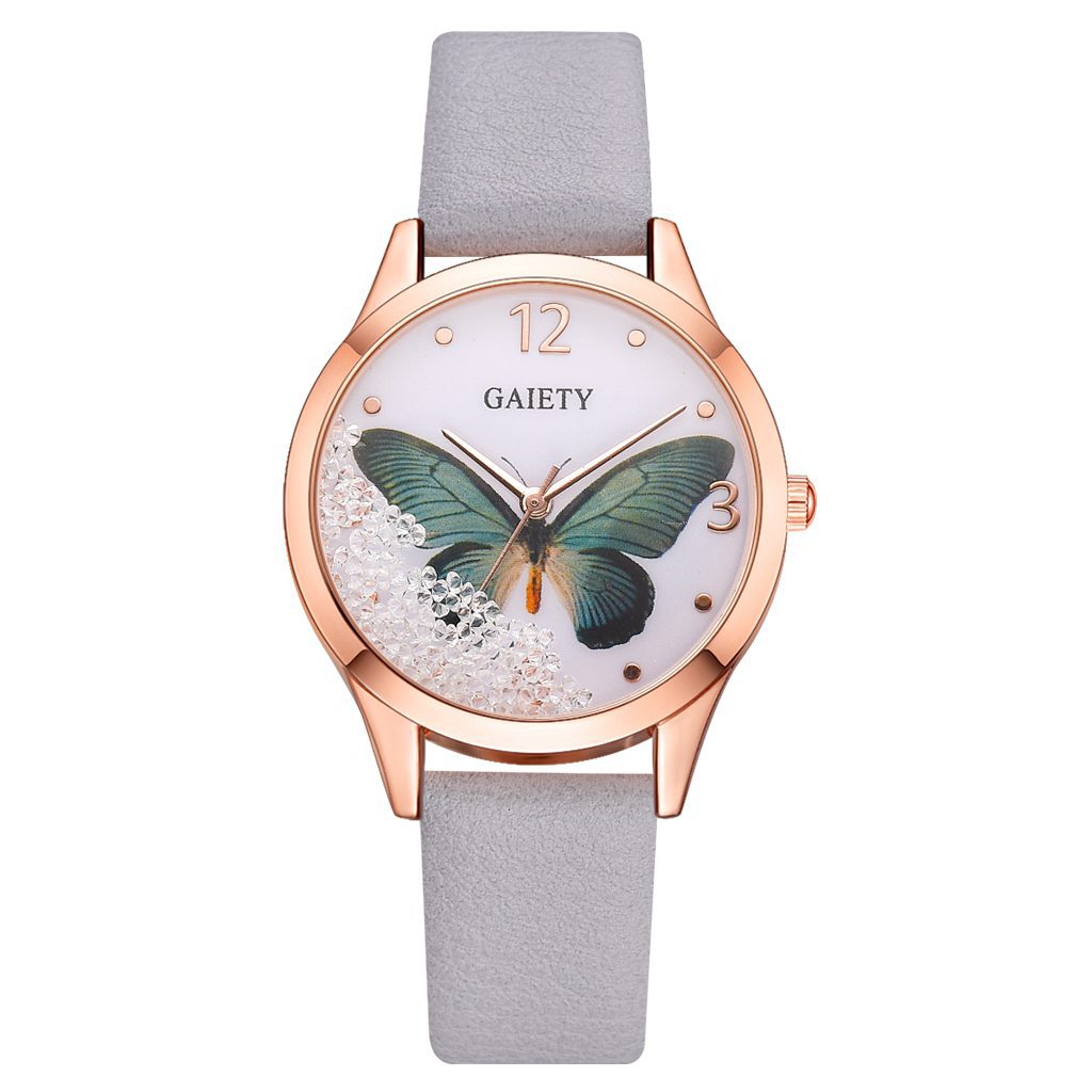 "Flutter in Elegance: Gaiety Brand Women's Luxury Rhinestone kButterfly Watches"