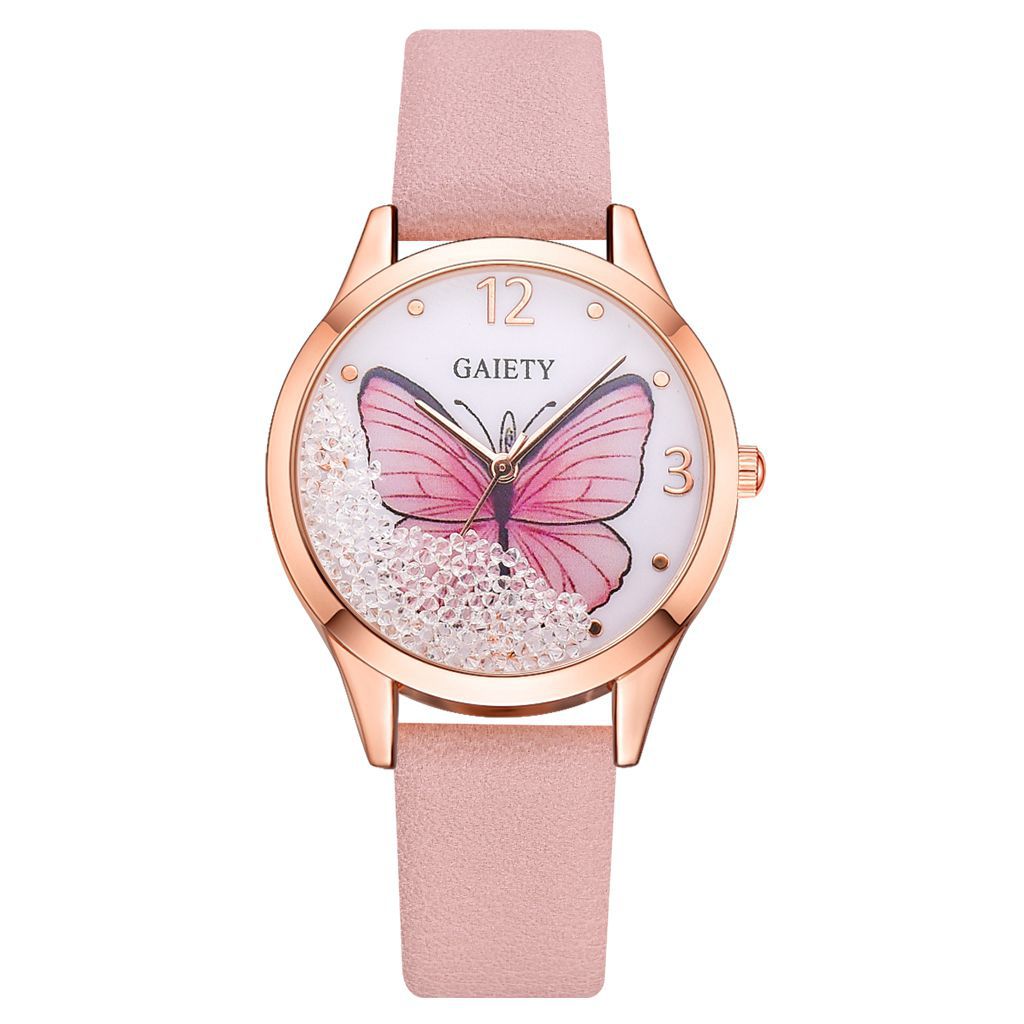 "Flutter in Elegance: Gaiety Brand Women's Luxury Rhinestone kButterfly Watches"