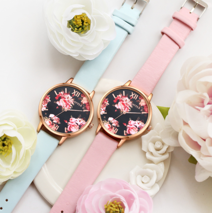 "Chic Timepieces: High-Quality Fashion Leather Strap Rose Gold Women's Watch"