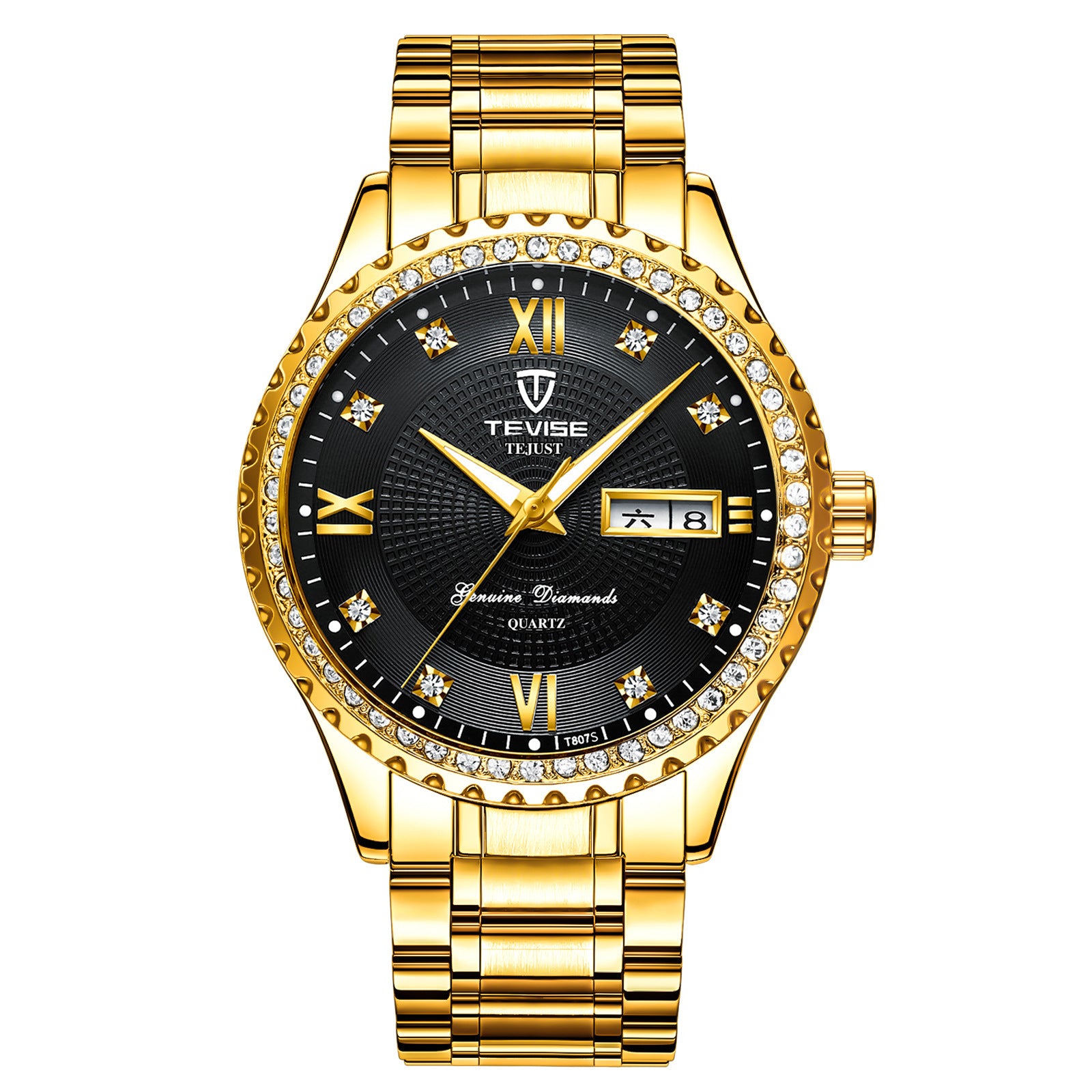 "Timeless Elegance: Men's Gold Diamond Quartz Watches - Minimalist Wristwatches"