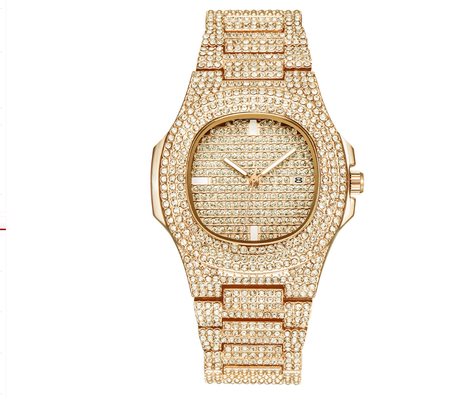 "Timeless Elegance: Men's Luxury Brand Fashion Diamond Date Quartz Watch"