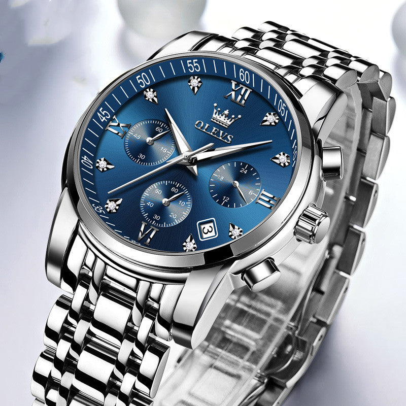 "Sophisticated Timepieces: Luxury Brand Men's Chronograph Stainless Steel Watches"