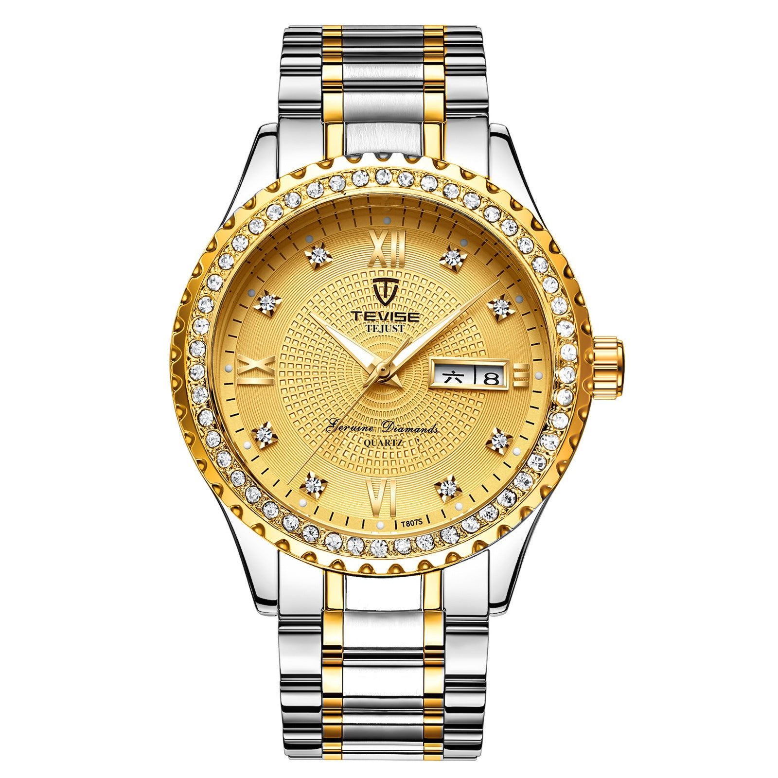 "Timeless Elegance: Men's Gold Diamond Quartz Watches - Minimalist Wristwatches"