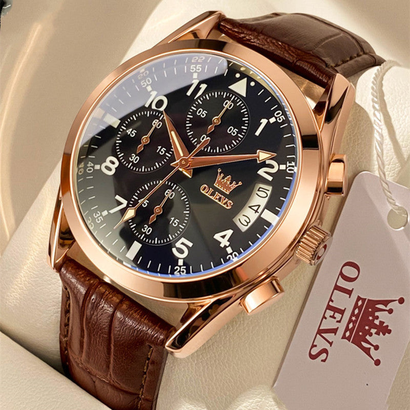 "Timeless Sophistication: OLEVS Luxury Men's Waterproof Luminous Quartz Watches"