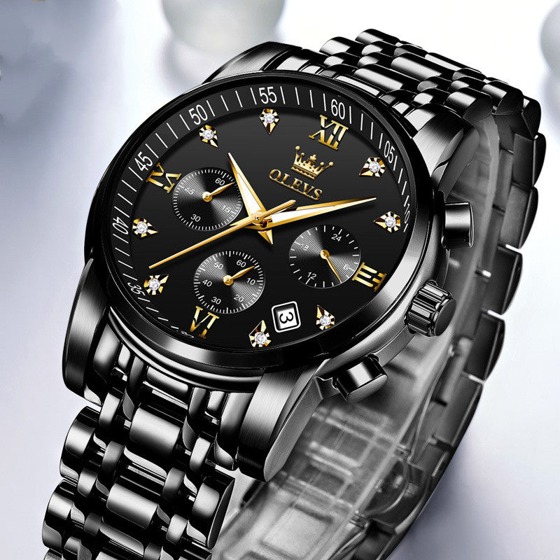 "Sophisticated Timepieces: Luxury Brand Men's Chronograph Stainless Steel Watches"