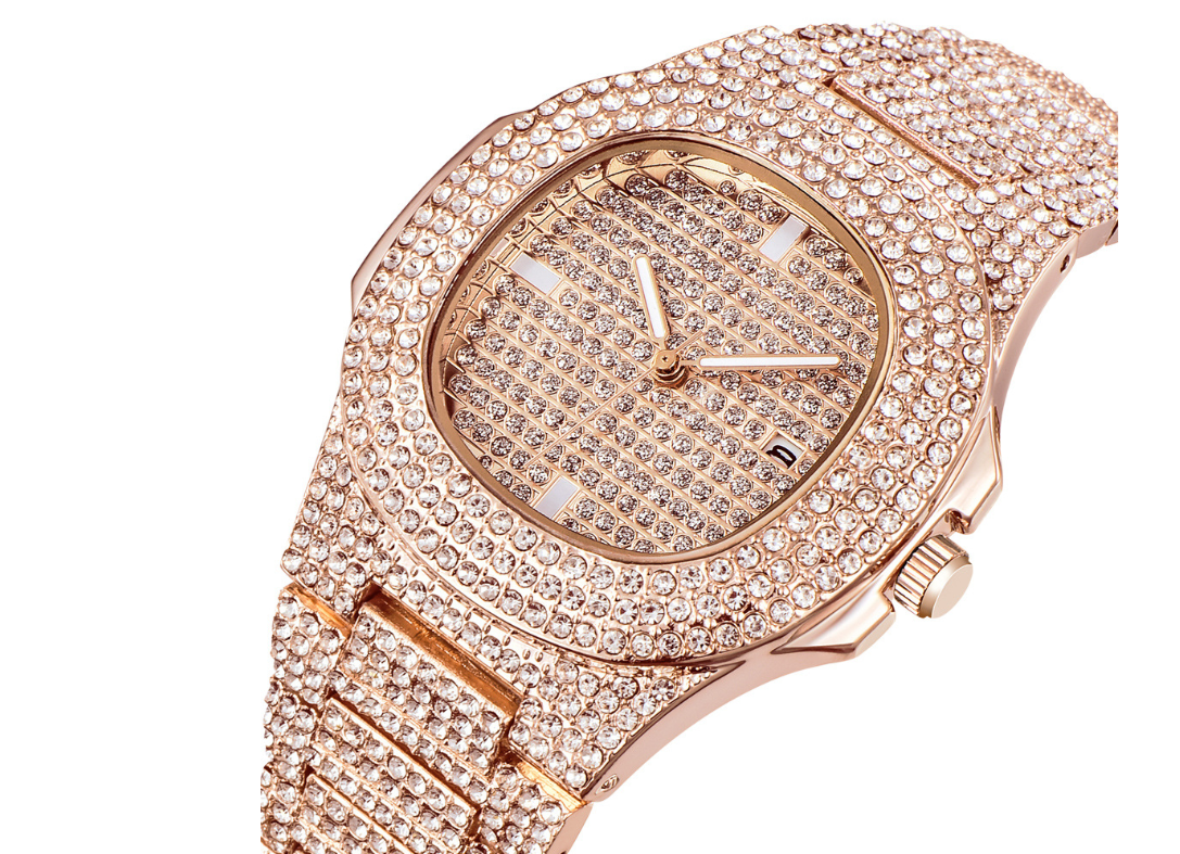 "Timeless Elegance: Men's Luxury Brand Fashion Diamond Date Quartz Watch"