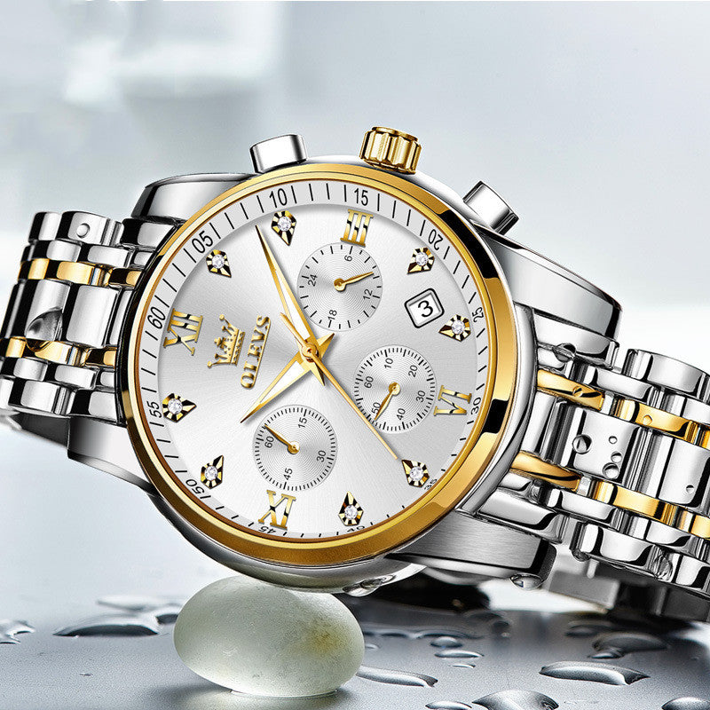 "Sophisticated Timepieces: Luxury Brand Men's Chronograph Stainless Steel Watches"