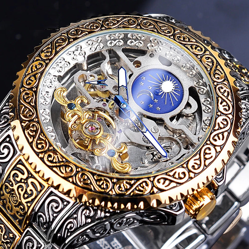 "Experience Timeless Elegance: Forsining Skeleton Carved Tourbillon Mechanical Watch - Luxury Men's Wristwatch"