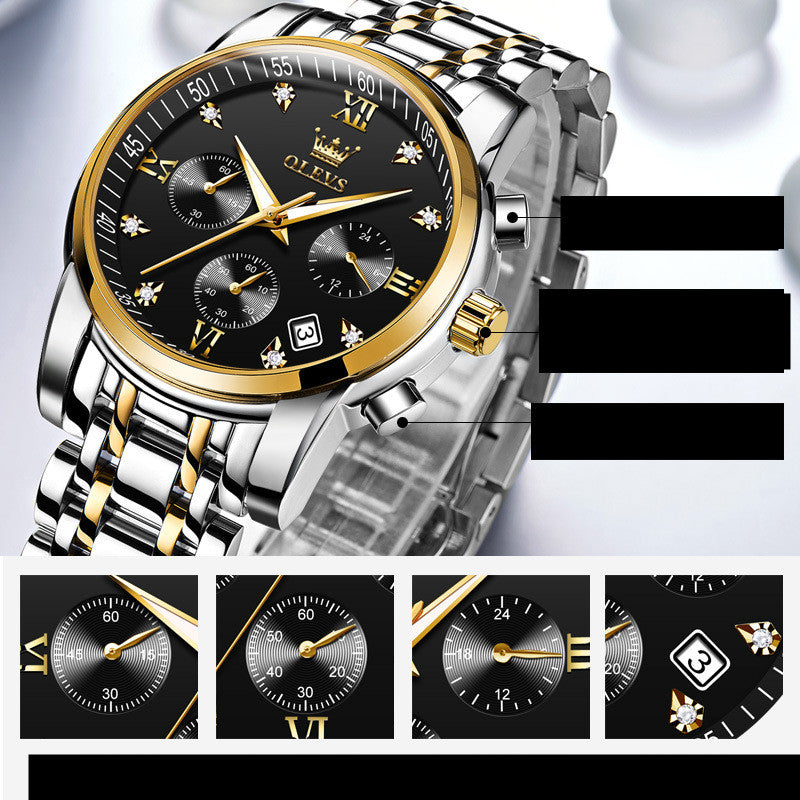 "Sophisticated Timepieces: Luxury Brand Men's Chronograph Stainless Steel Watches"