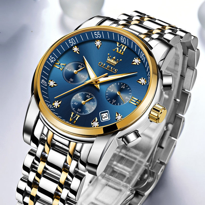 "Sophisticated Timepieces: Luxury Brand Men's Chronograph Stainless Steel Watches"