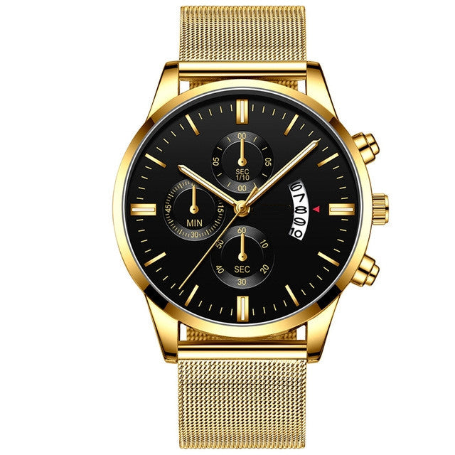 "Elevate Your Style: Men's Business Luxury Watches - Mesh Band Quartz Watch"