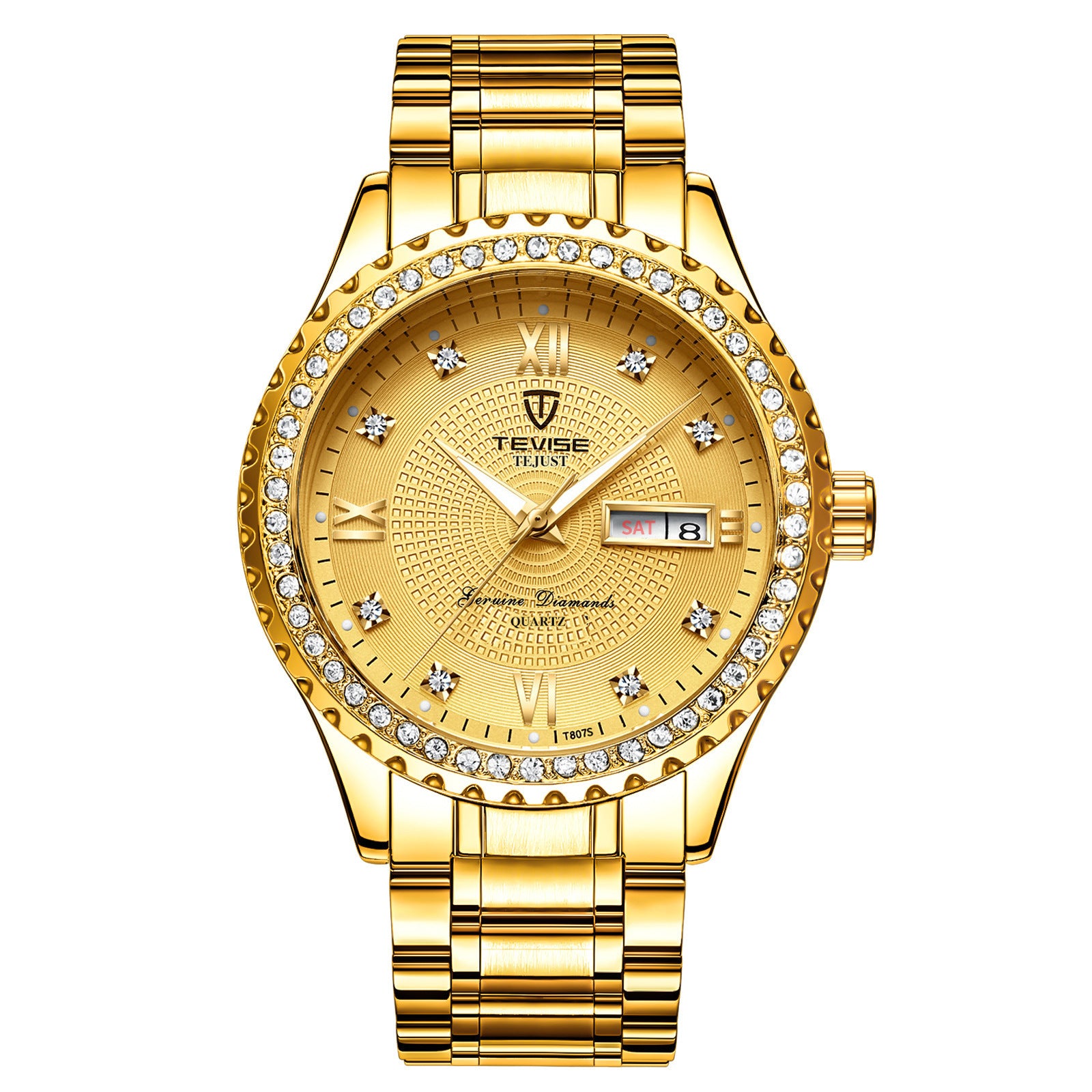 "Timeless Elegance: Men's Gold Diamond Quartz Watches - Minimalist Wristwatches"