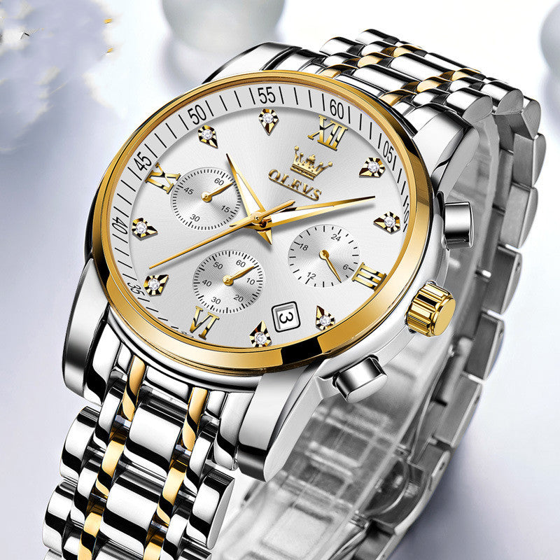 "Sophisticated Timepieces: Luxury Brand Men's Chronograph Stainless Steel Watches"