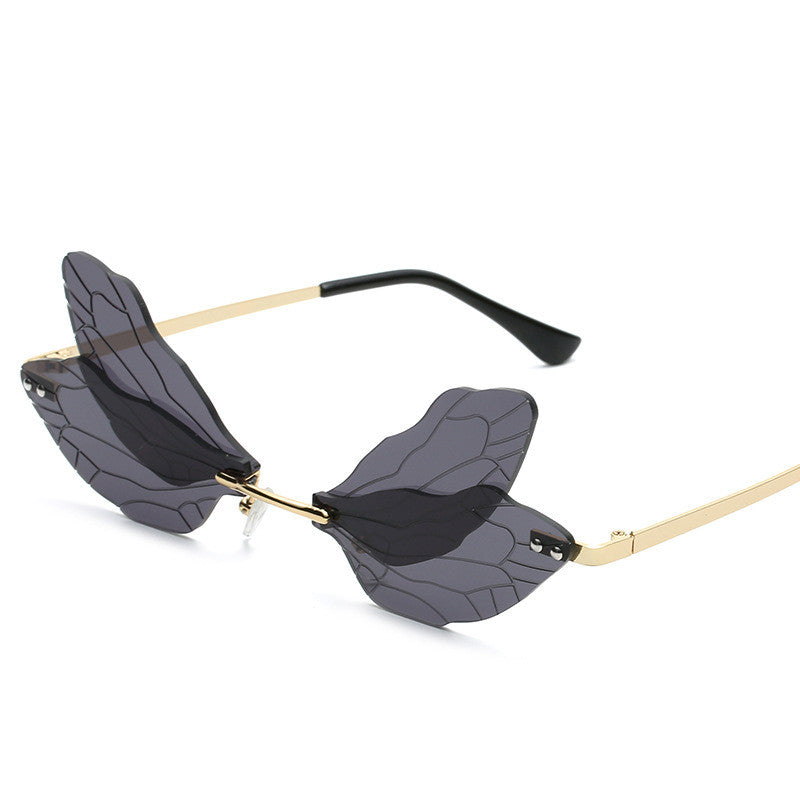 "Fly in Style: Frameless Trimming Dragonfly Wings Sunglasses for Women"