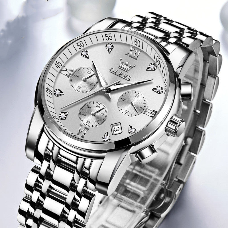 "Sophisticated Timepieces: Luxury Brand Men's Chronograph Stainless Steel Watches"