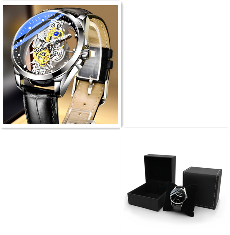 "Timeless Sophistication: Men's Skeleton Automatic Quartz Watch - Vintage Gold Luxury"